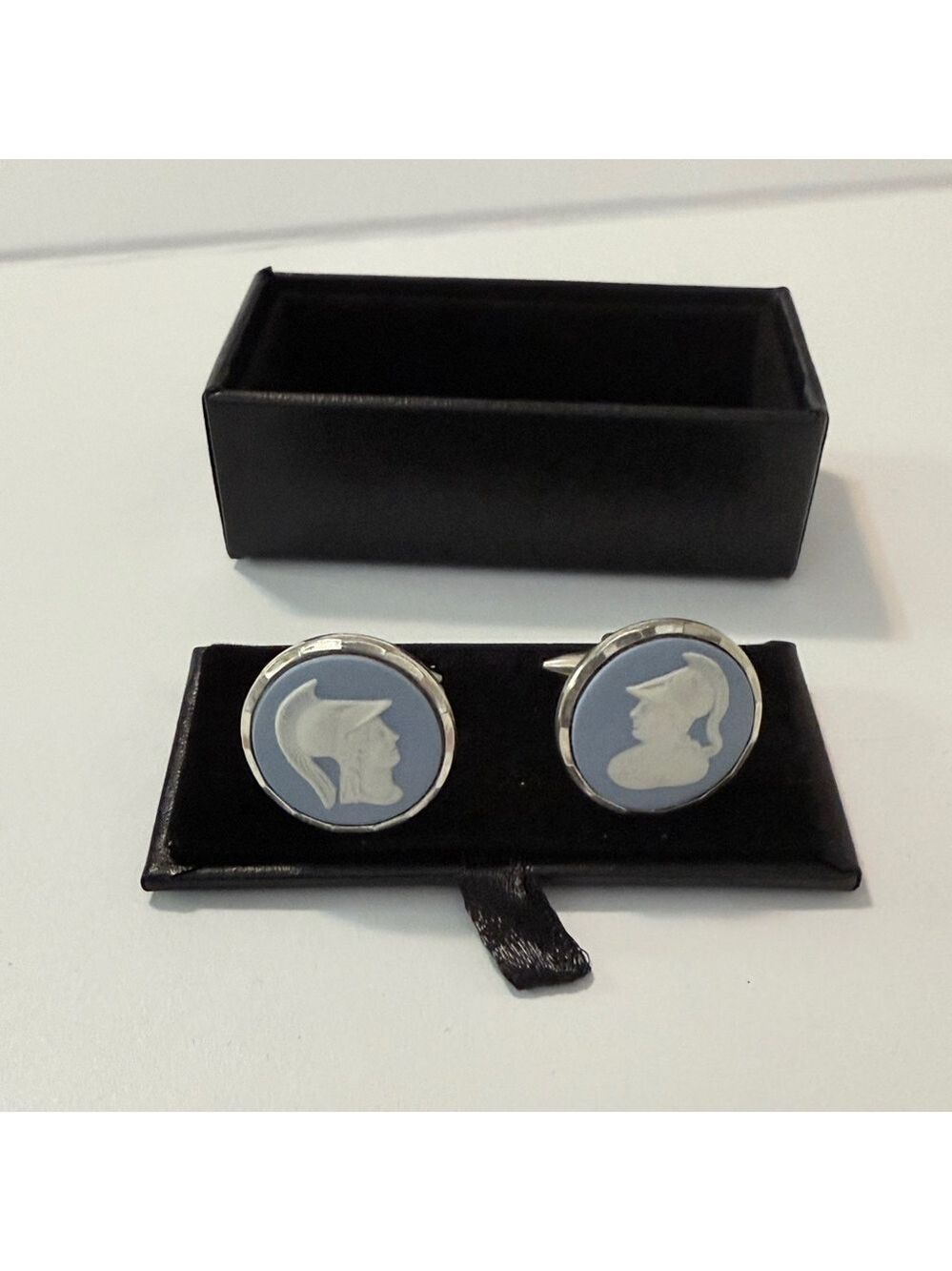 Blue and White Cameo Cufflinks Wedgewood